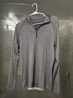 lululemon athletica Men's Heathered Gray Quarter-Zip Hoodie Sweater